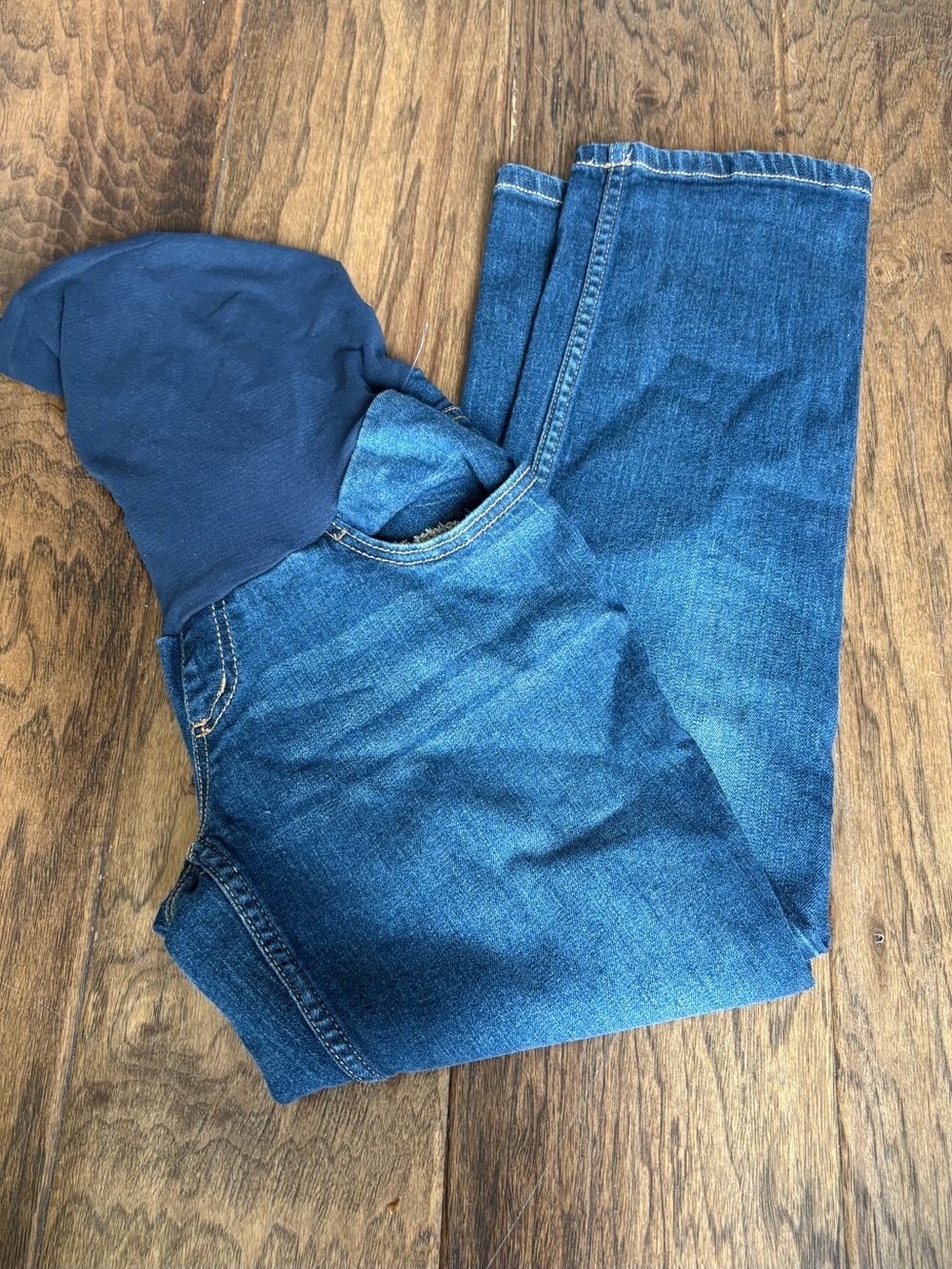 Indigo Blue Navy & Mid Blue Maternity Ankle Crop Jeans